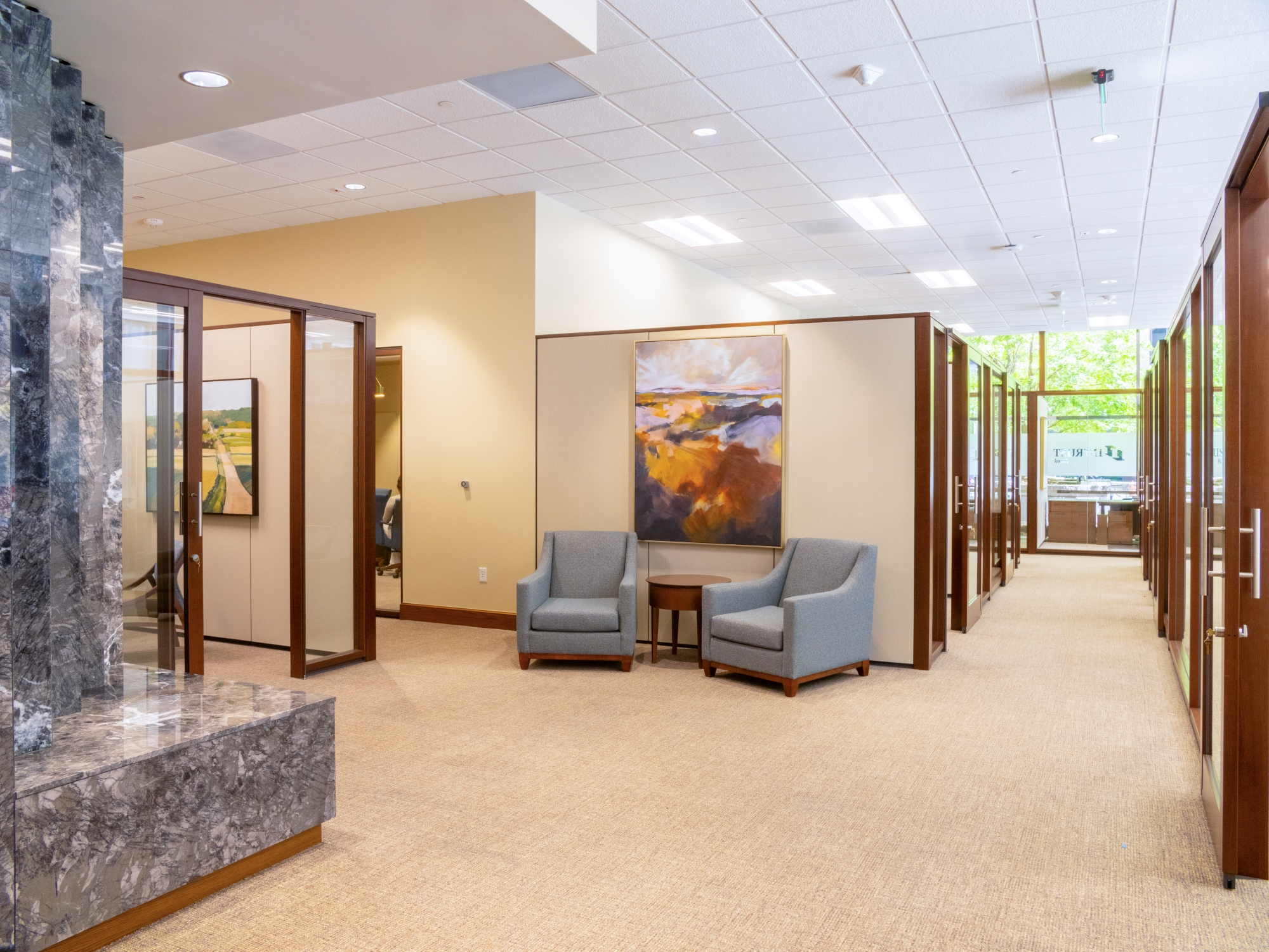 Interior photo of the INTRUST banking center in downtown Oklahoma City.