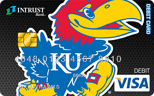 debit-card-ku Debit card with University of Kansas mascot as background