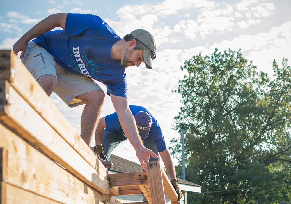 INTRUST Employees help construct a house for Habitat for Humanity