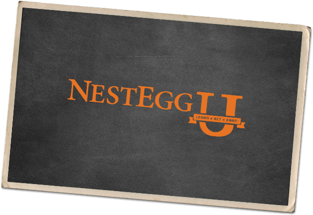 NestEggU logo on a chalkboard