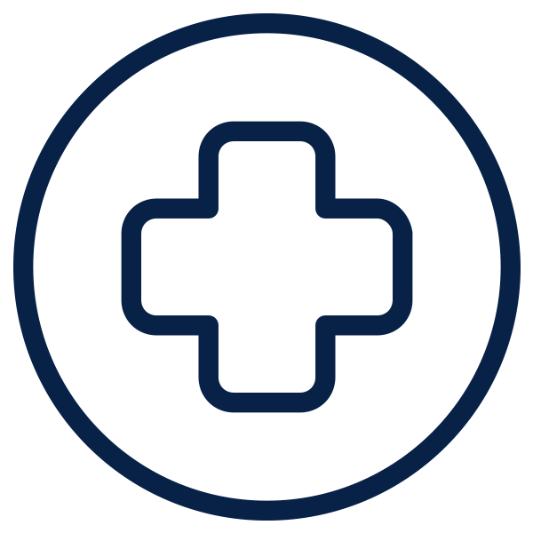 Outline of cross inside of circle which symbolized health care