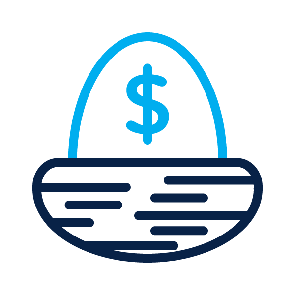 Outline of egg in a nest with dollar sign inside the egg