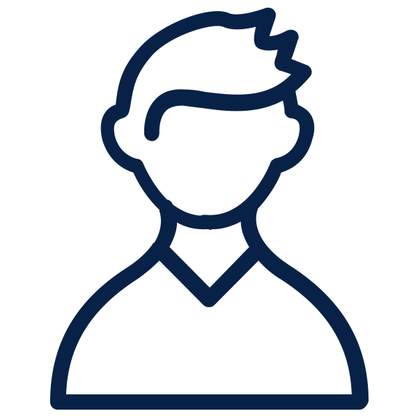 Outline of person to depict a user
