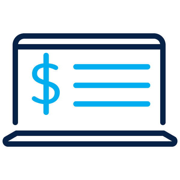 Icon of computer with financial information