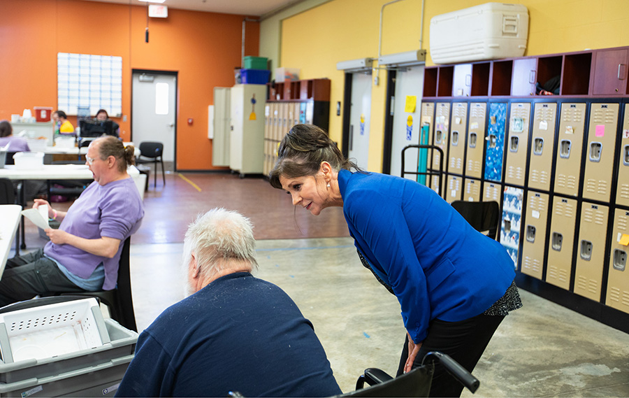 Kathy visits with Flinthills clients