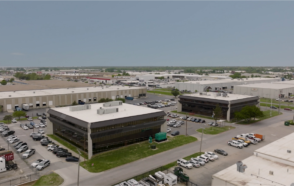 Arial shot of two OKCIC buildings